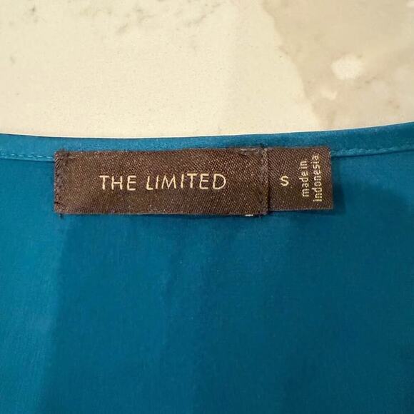 The Limited Cold Shoulder Cinched Waist Relaxed Blouse Women's Small Solid Teal - Picture 5 of 7